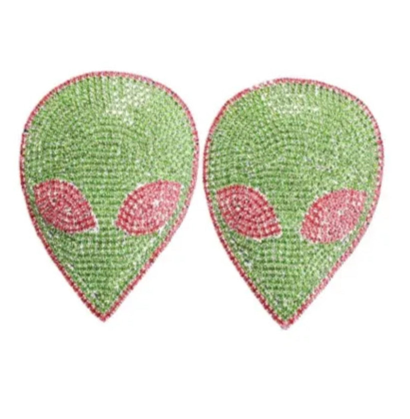 Rhinestone Nipple Cover - Alien Head