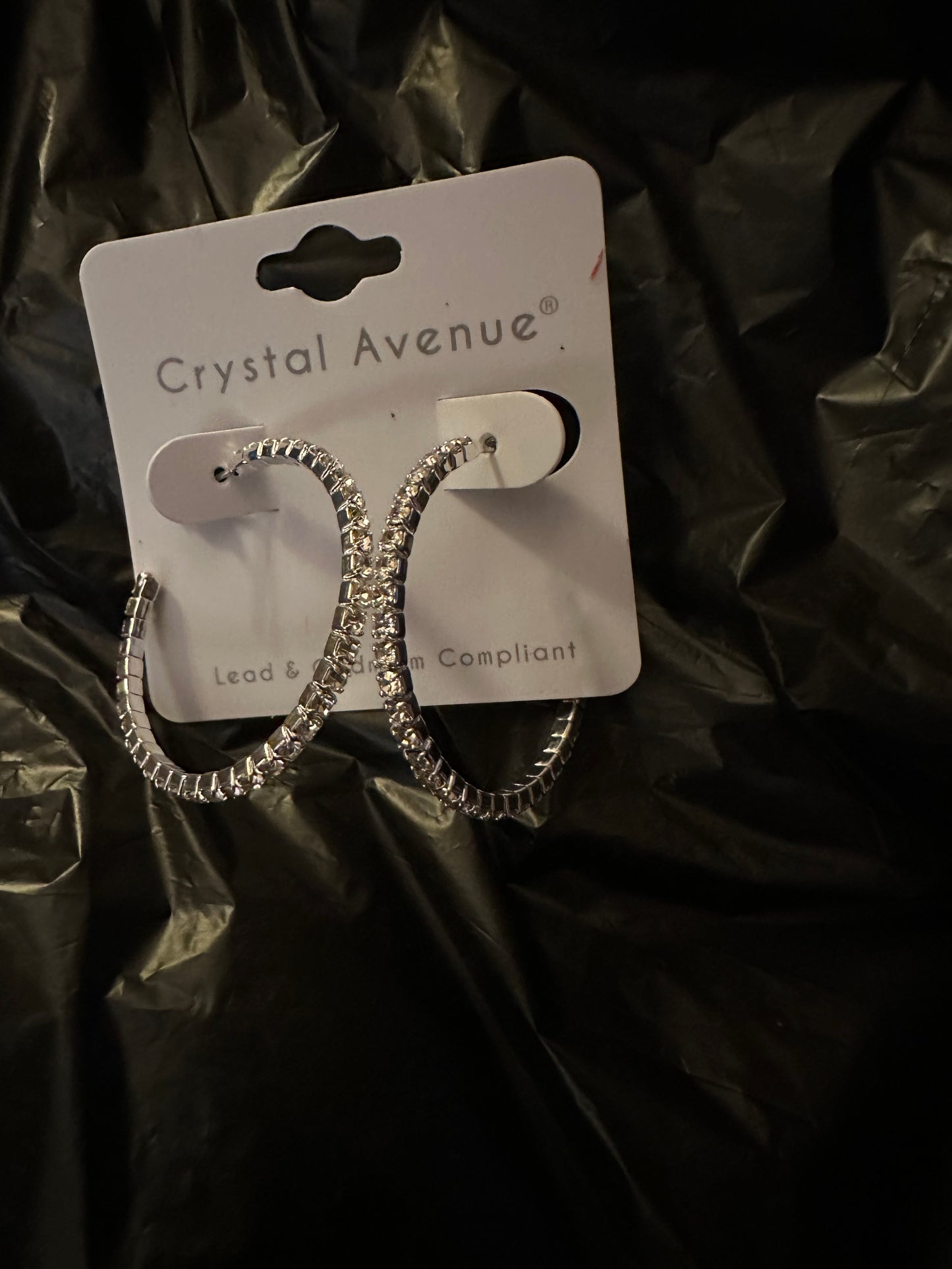 Crystal Avenue Rhinestone Hoop Earrings
