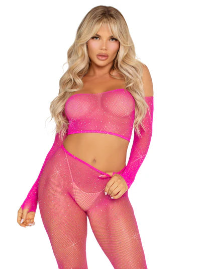Rhinestone Crop Top & Leggings Set