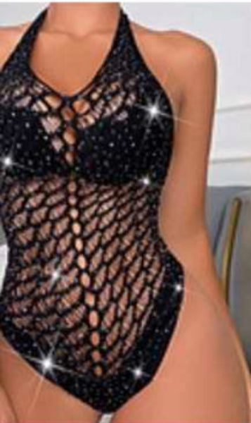 Bedazzled Fishnet Romper