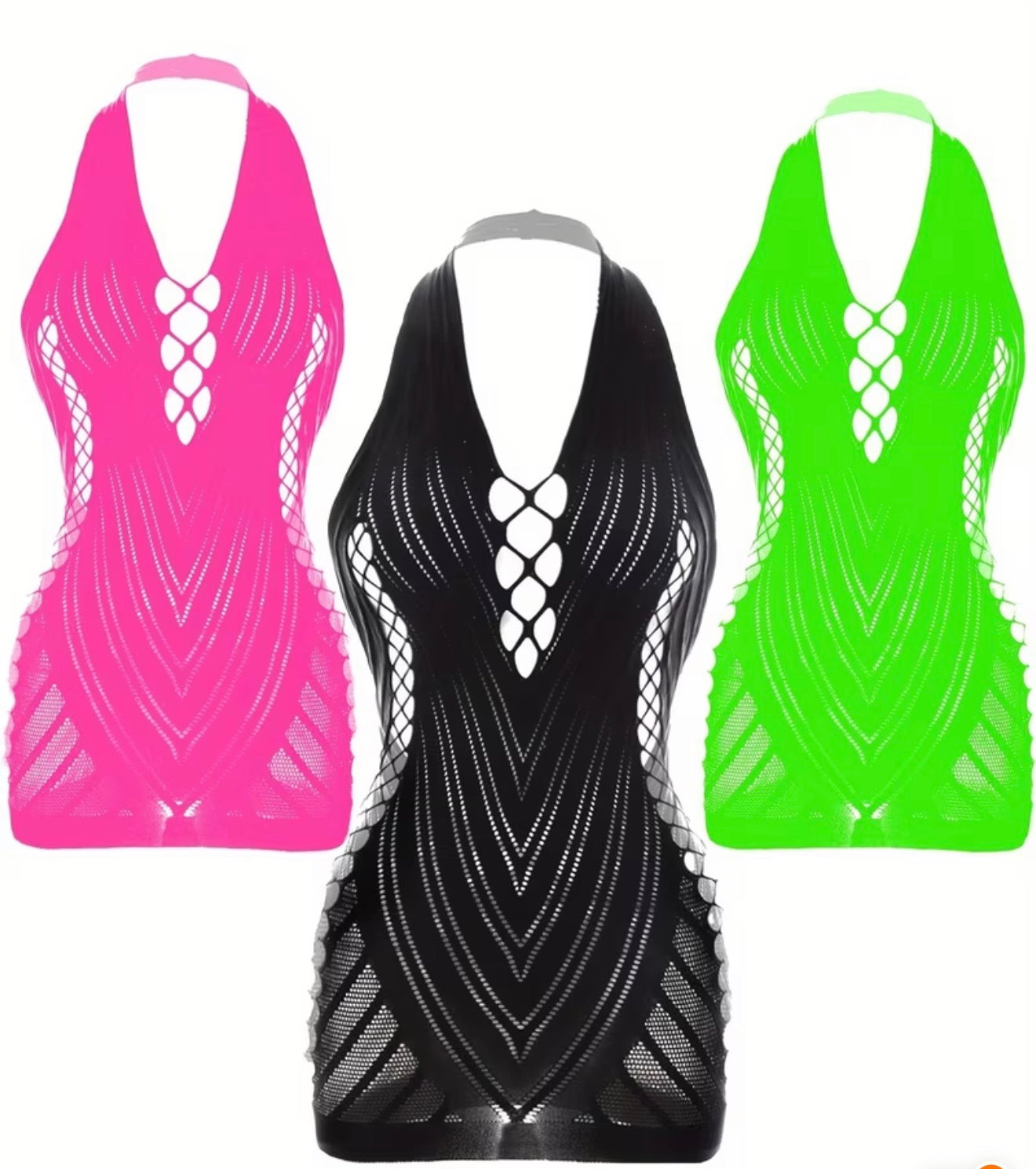 Fishnet Halter Romper