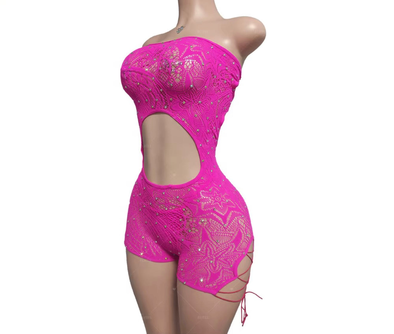 Fishnet Lace Shorts Romper