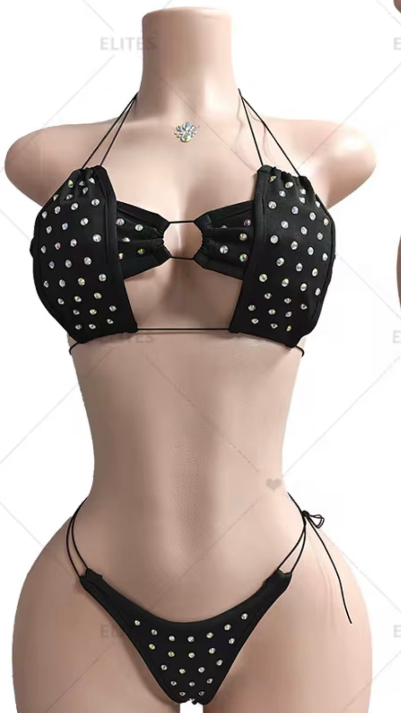 Rhinestone Cord Thong Set