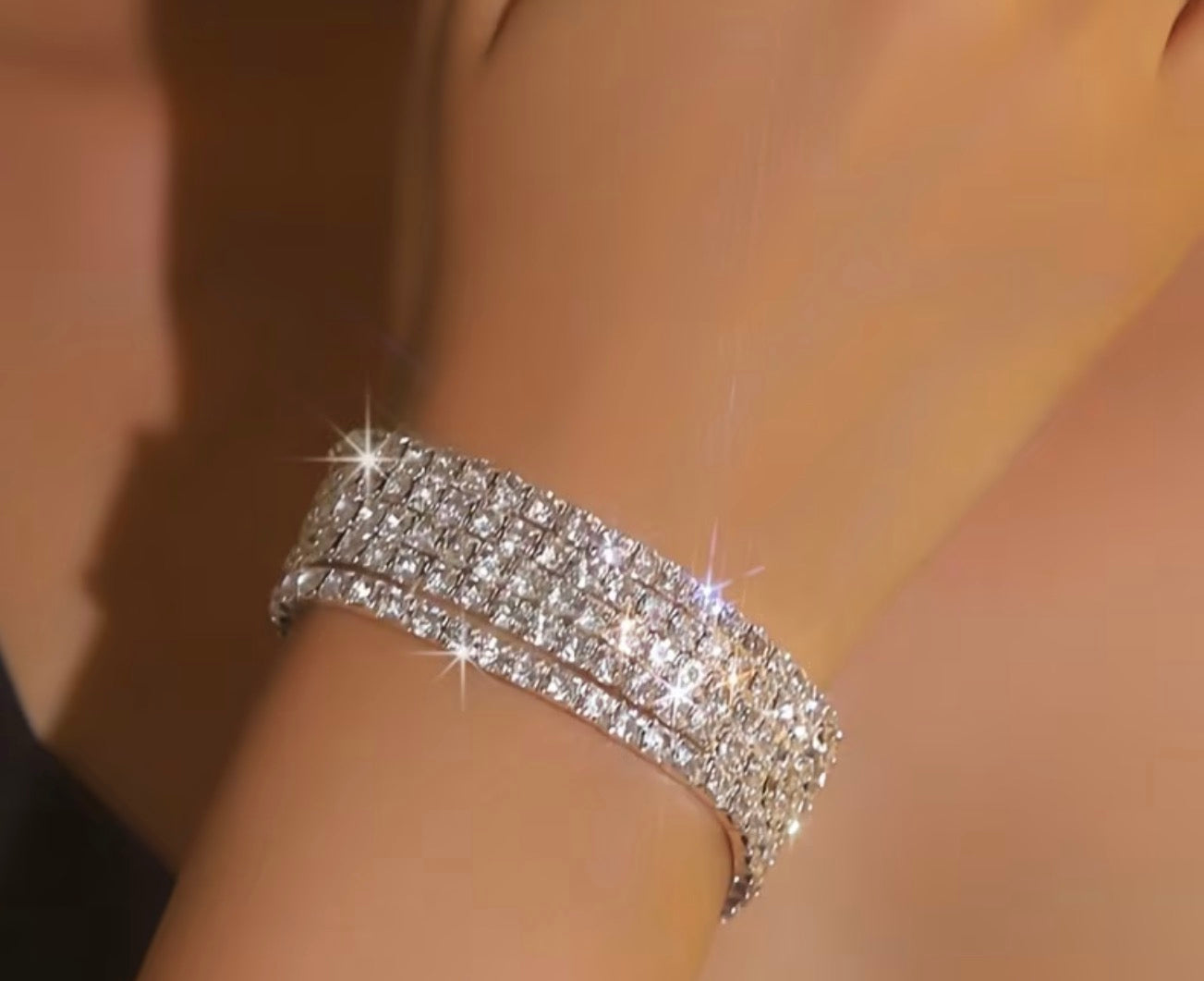 Silver Stretch Rhinestone Bracelet