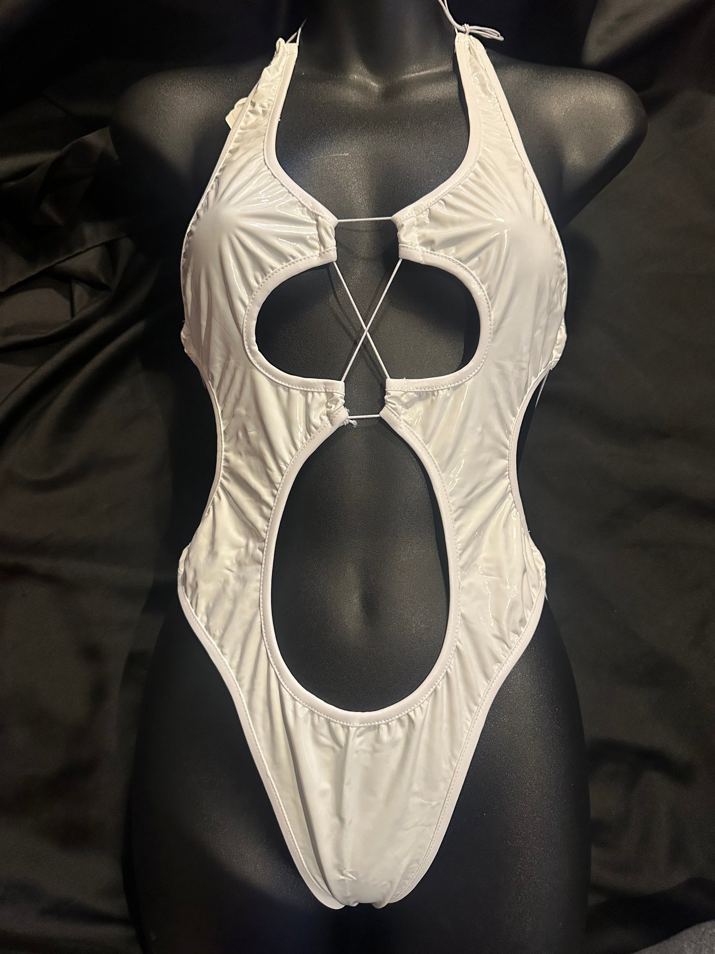 Patent Cutout Cord Romper