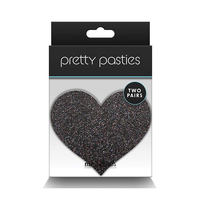 Pretty Pasties Glitter Hearts Black/Gold - 2 Pair