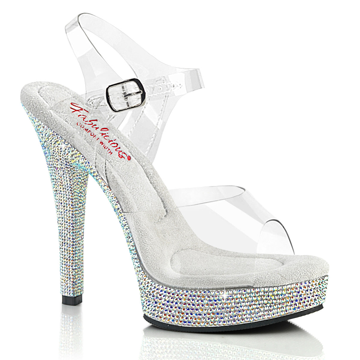 Majesty 508DM - 5 inch clear heel w/multicolor Rhinestones