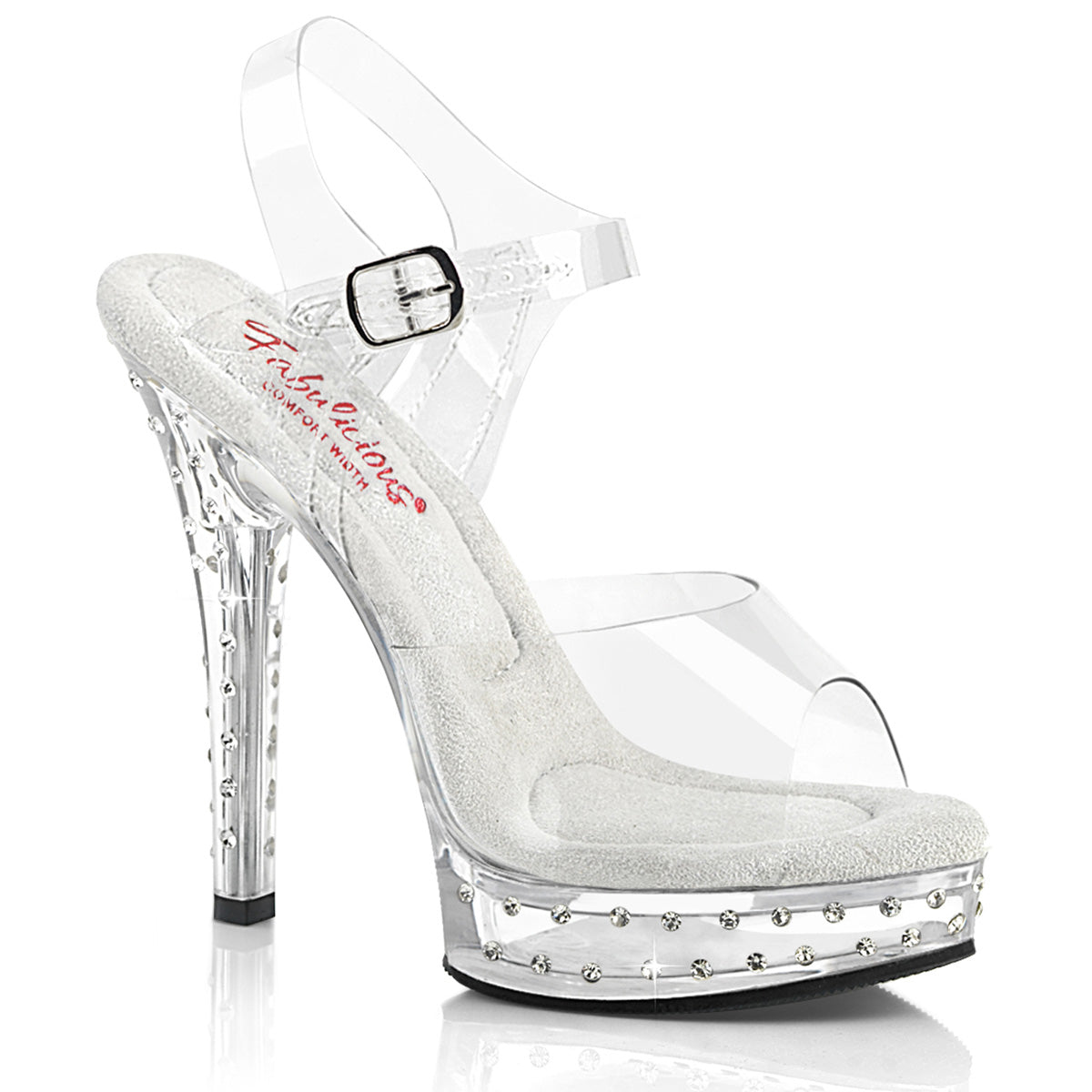 Majesty 508-SDT 5 inch Clear Heels with Rhinestones