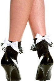 546 Opaque Lace ruffle anklet with Satin bow-The Edge OK
