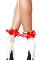 546 Opaque Lace ruffle anklet with Satin bow-The Edge OK