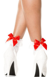546 Opaque Lace ruffle anklet with Satin bow-The Edge OK