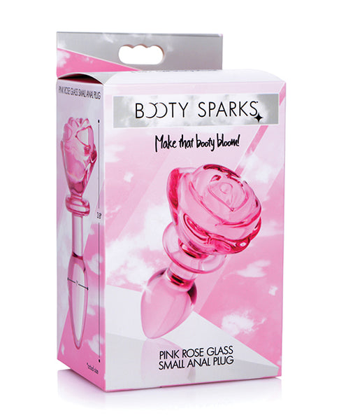 Booty Sparks Pink Rose Glass Anal Plug - Small-The Edge OK