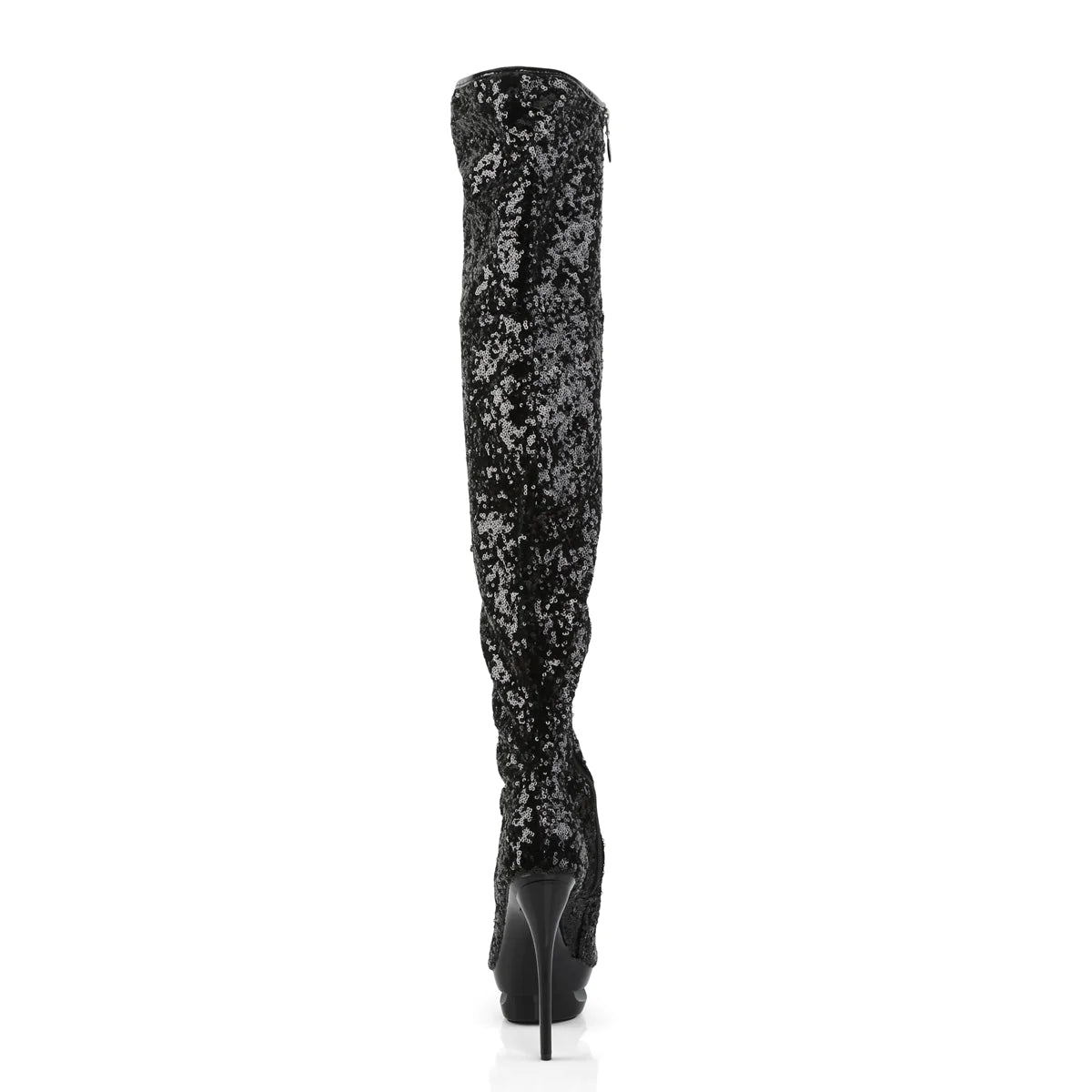 Blondie-R-3011 - 6 inch thigh hi sequin boots (Black)-The Edge OK