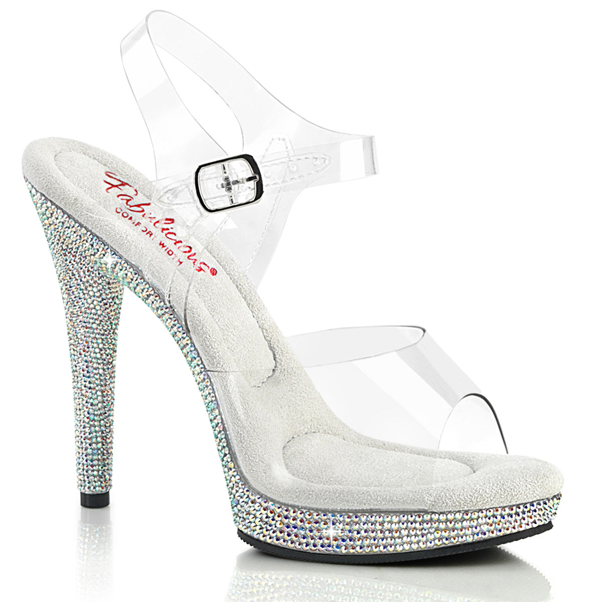 Glory 508DM - 5 inch clear heel with rhinestone encrusted hee/platform-The Edge OK