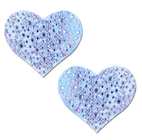 Pastease Love: Crystal Silver Sparkling Heart Pasties-The Edge OK