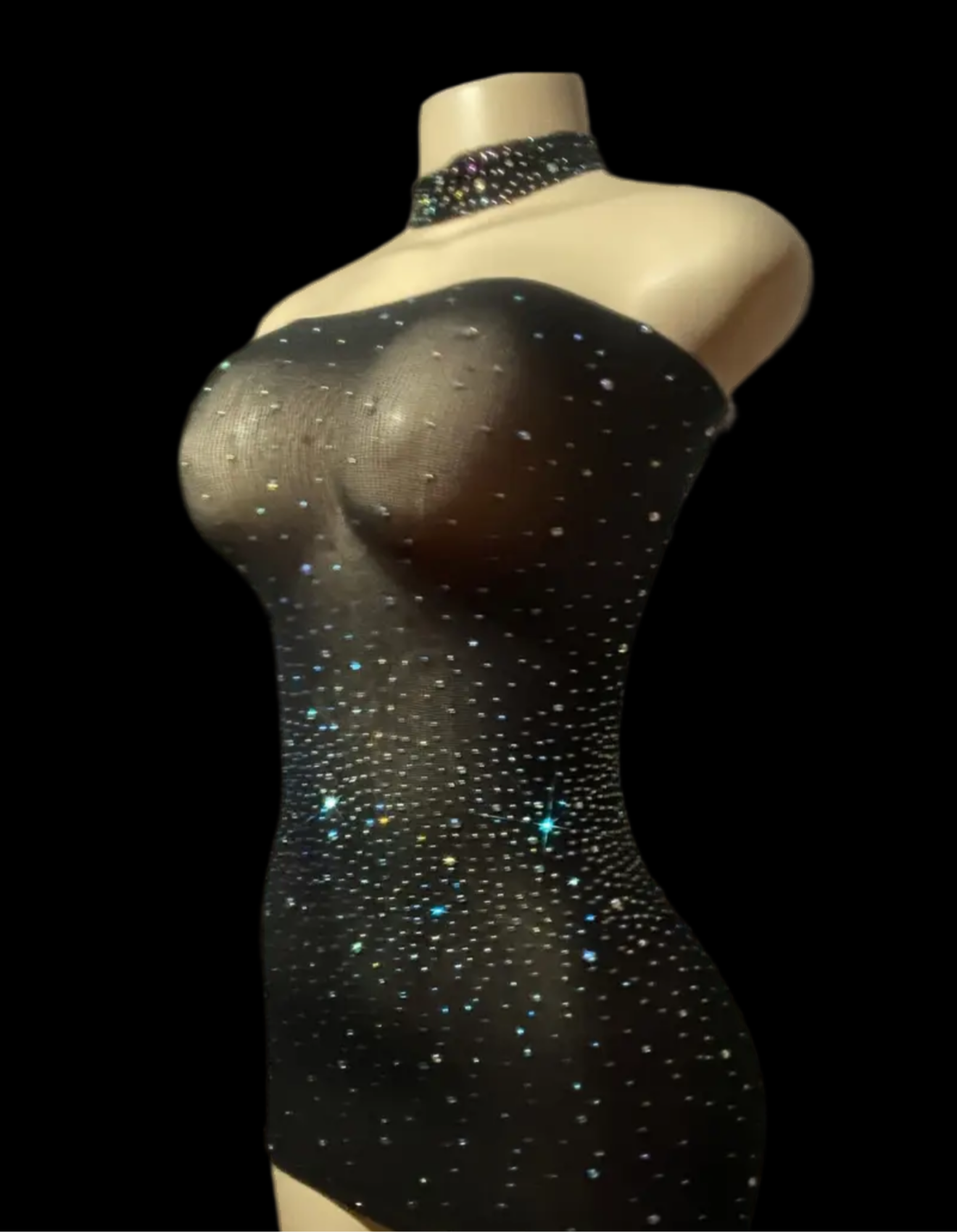 Rhinestone Mesh Tube Dress