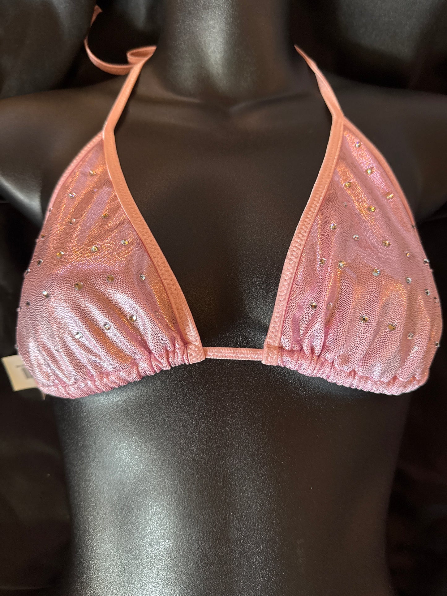 1038LR Large rhinestone tri top