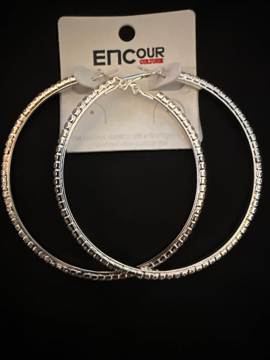 XL Silver Sparkle Hoops