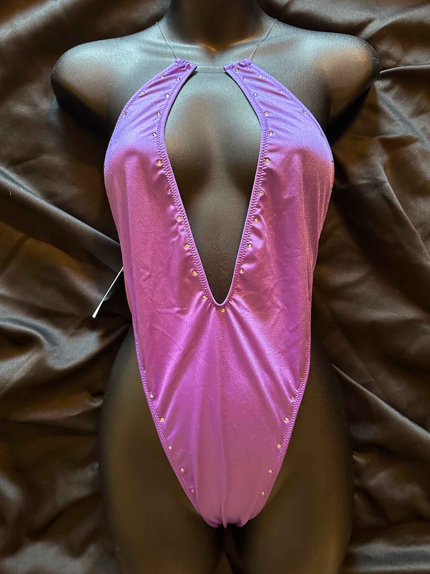 633 Clear Strap Romper with Rhinestones