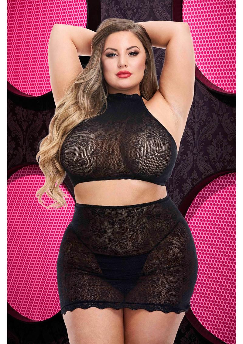 Jacquard Crop Top & Skirt Set