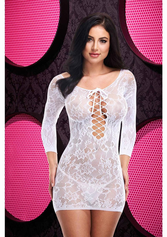 Lace Off the Shoulder Mini Dress - White