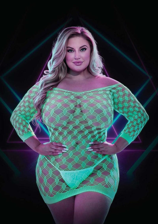 GLOW IN THE DARK MINI DRESS - PLUS SIZE-The Edge OK
