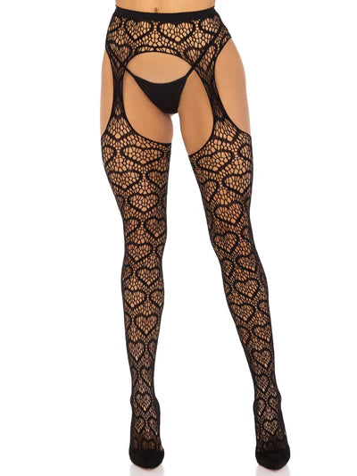 Heart Net Suspender Pantyhose