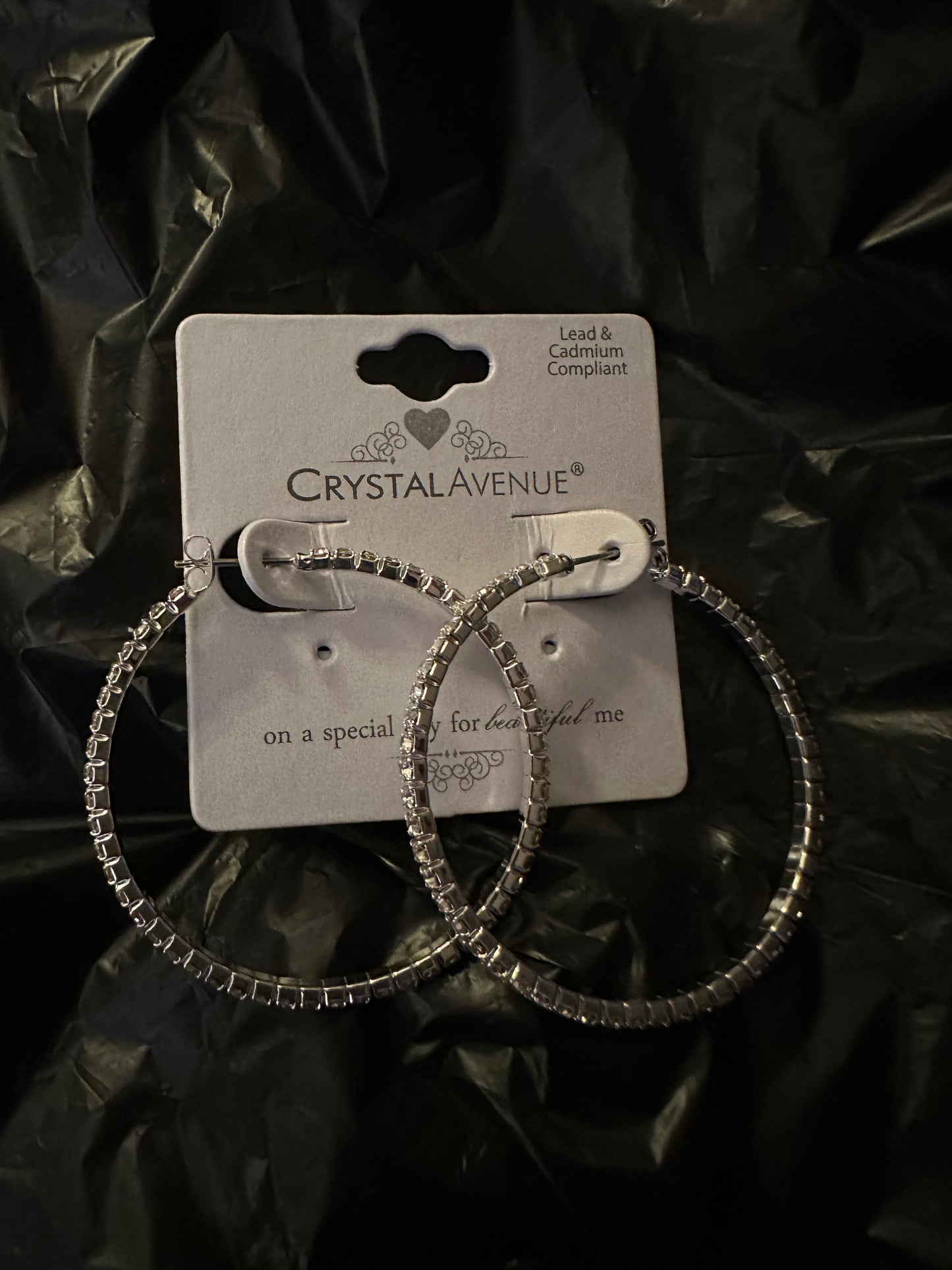 Crystal Avenue Rhinestone Hoop Earrings