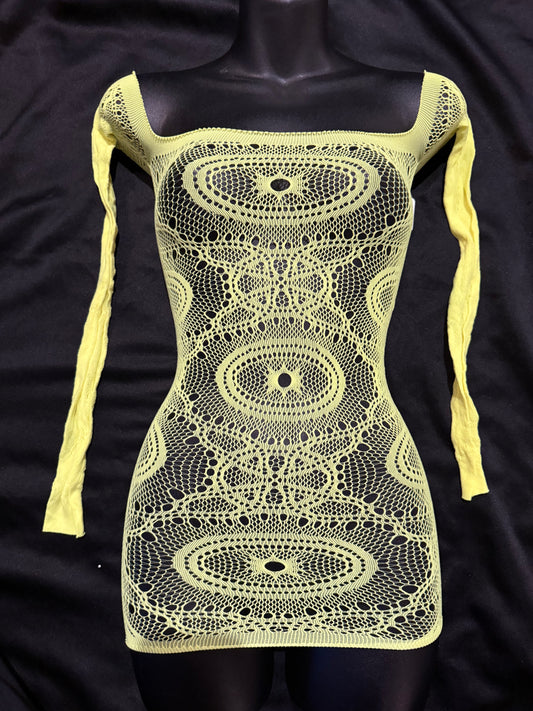 Yellow Fishnet Dress
