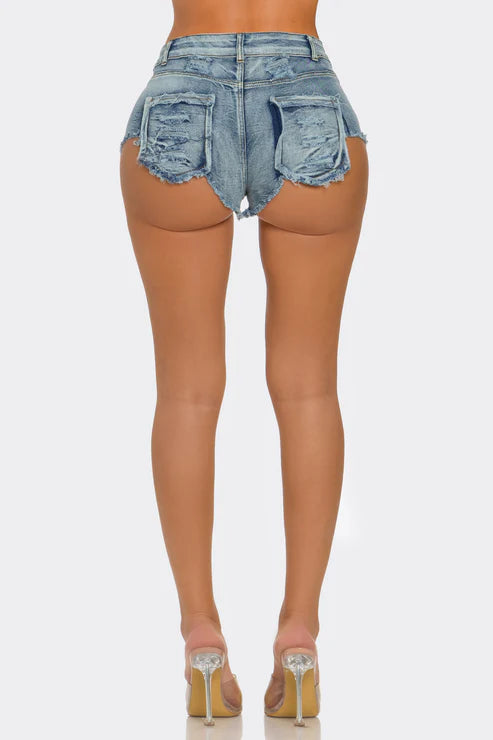 Cut Denim Shorts