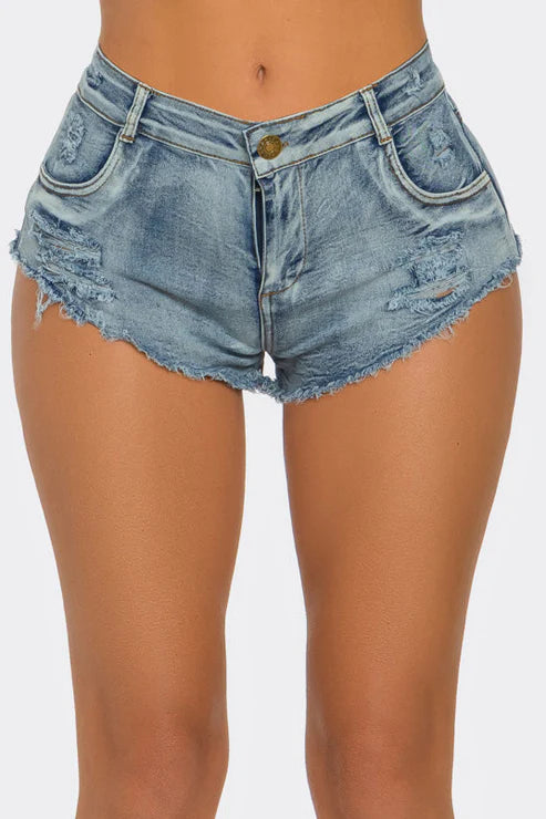 Cut Denim Shorts