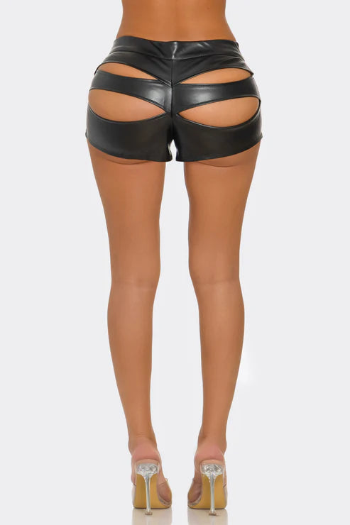 Cheek Pleather Shredded Shorts