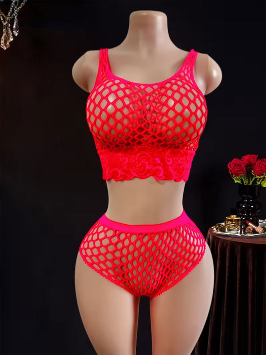 Fishnet Short and Crop Top Set