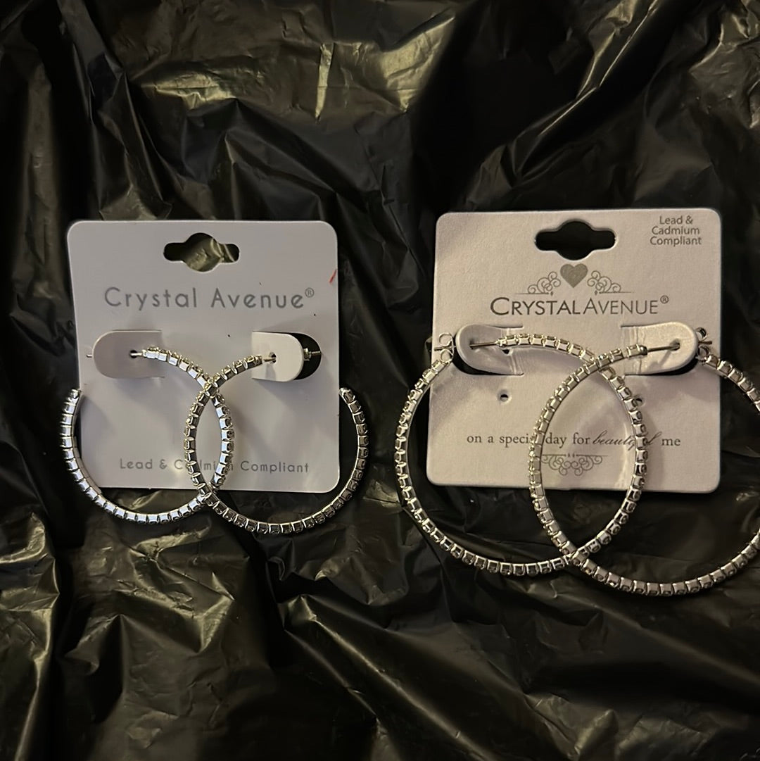 Crystal Avenue Rhinestone Hoop Earrings