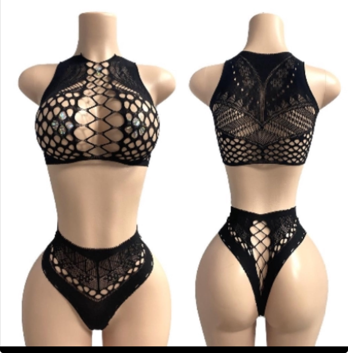 Fishnet High Rise Thong Set
