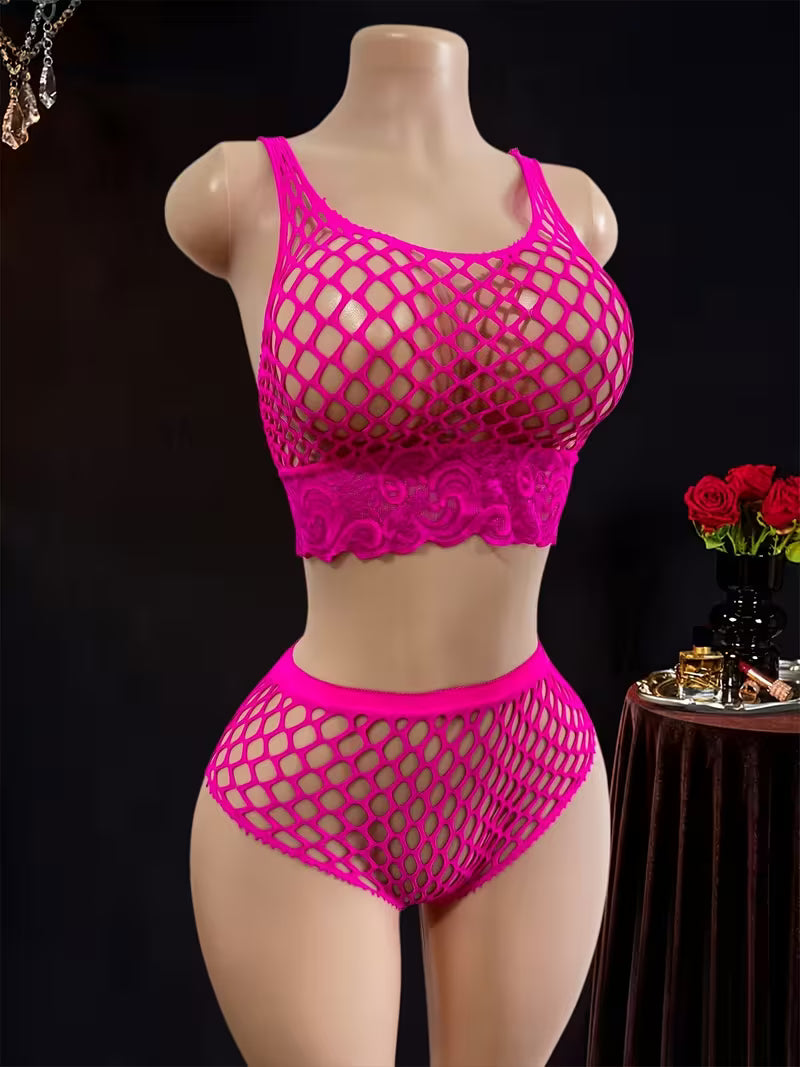 Fishnet Short and Crop Top Set