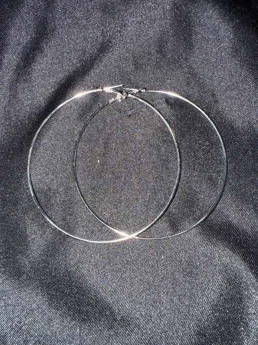XL Silver Hoop Earrings
