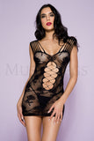 60056 Rose lace mini with shredded straps