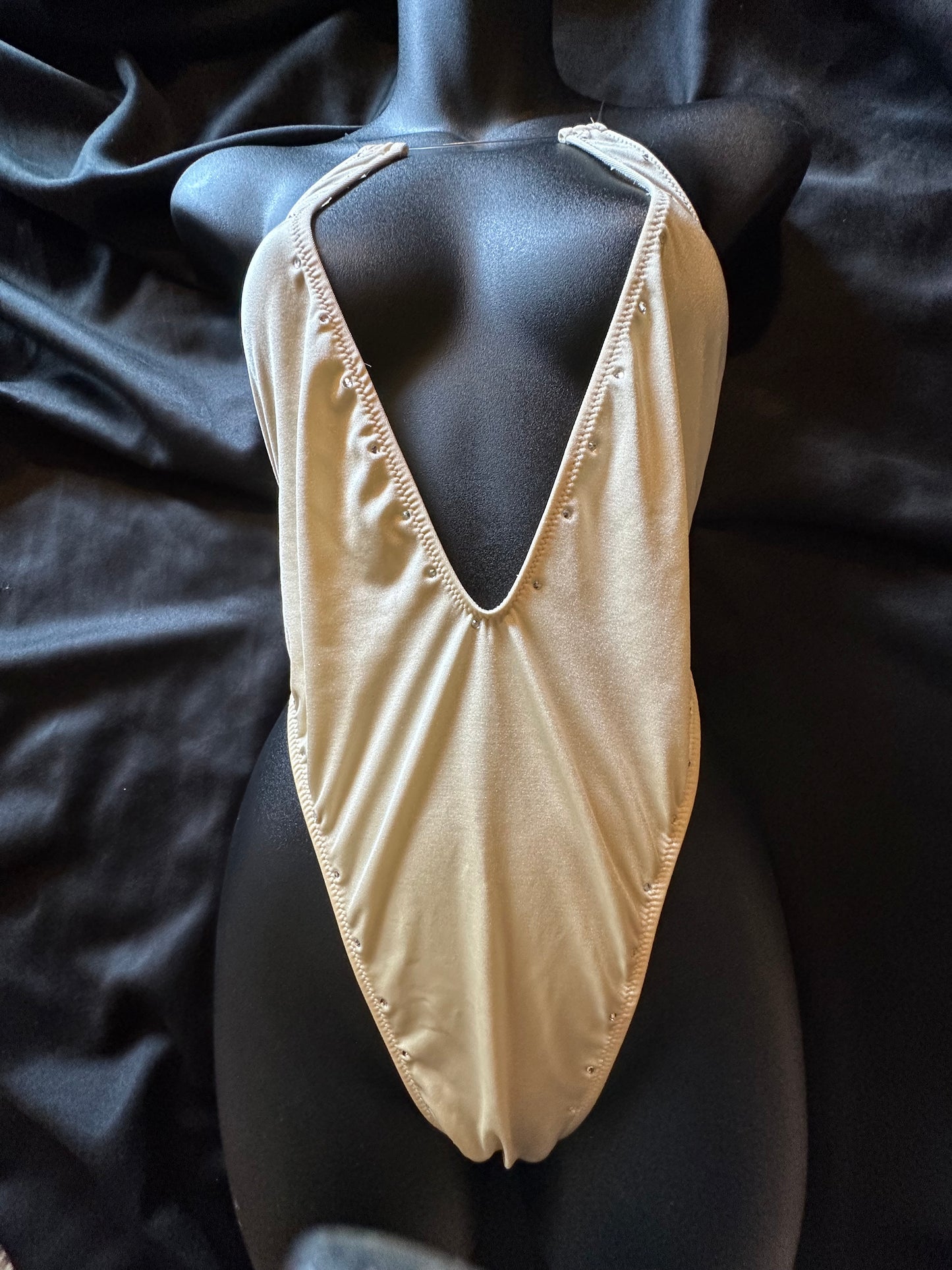 633 Clear Strap Romper with Rhinestones