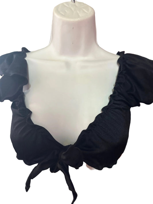 Tie Front Ruffle Crop Top