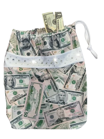 Money Print Money Bag with Rhinestones