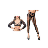 Beverly Hills Naughty Girl All Over Straps Crotchless Legging - Black