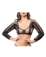 Beverly Hills Naughty Girl All Over Straps Crotchless Legging - Black