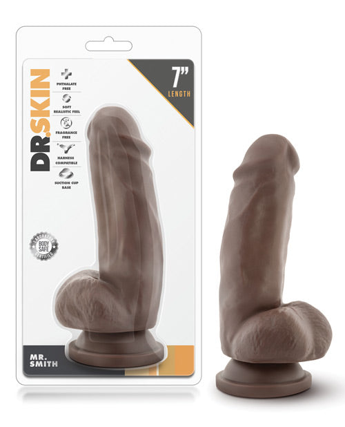 Blush Dr. Skin Mr. Smith 7" Dildo w/Suction Cup - Chocolate-The Edge OK
