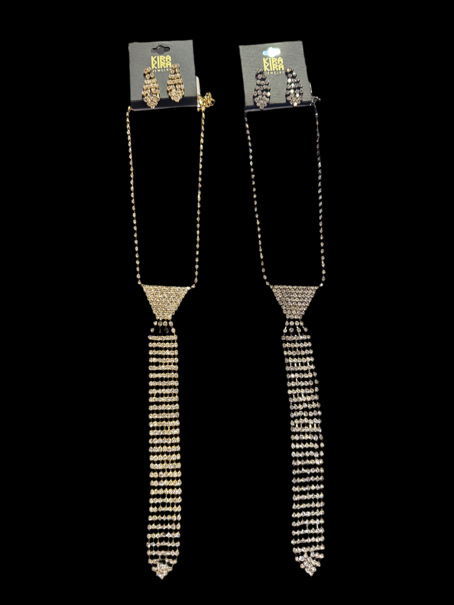 Rhinestone Neck Tie Set