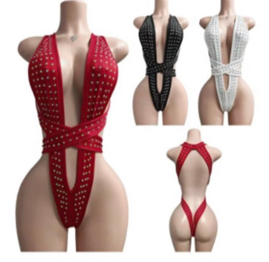 Rhinestone Thong Romper