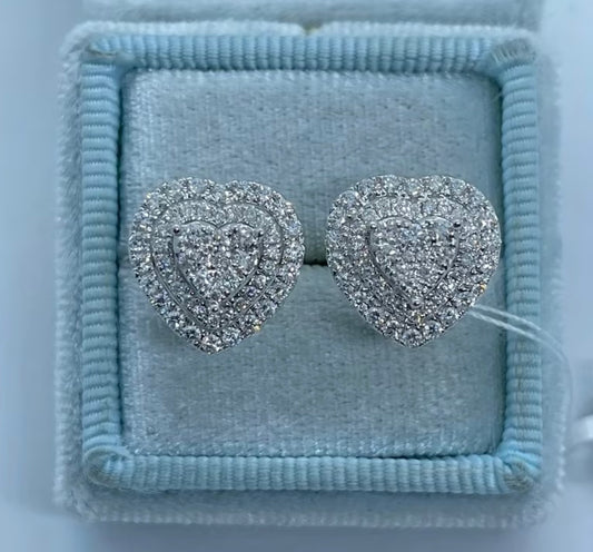 Sparkling Heart Stud Earrings