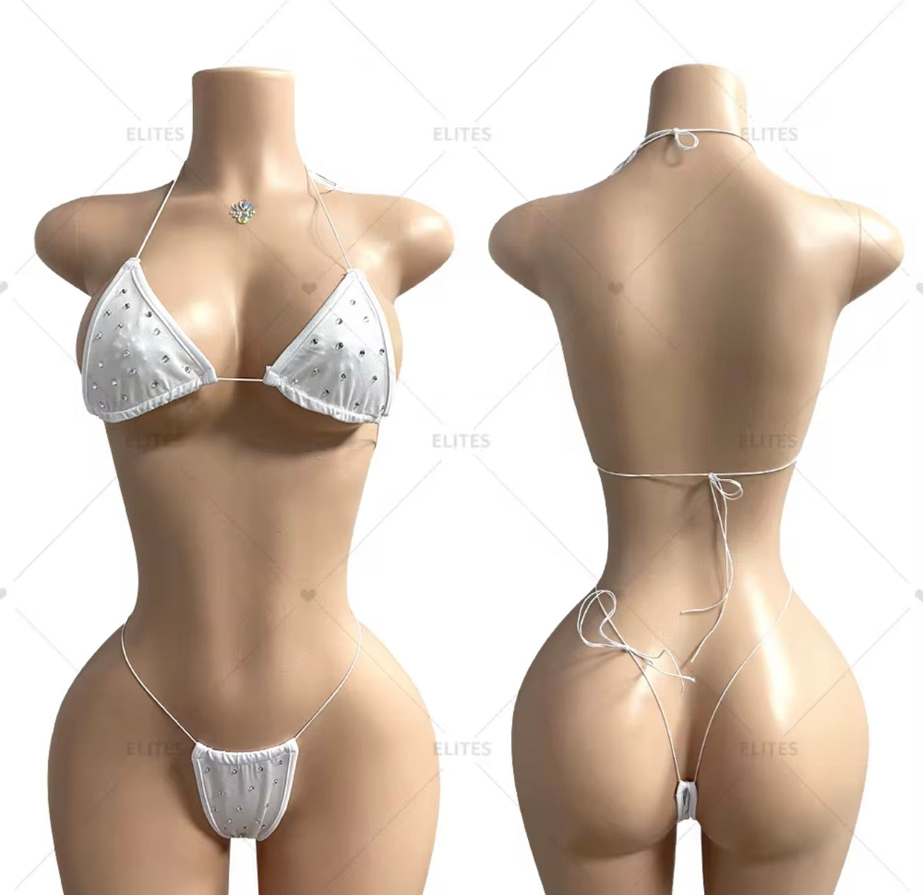 Cord Strap Rhinestone Thong Set