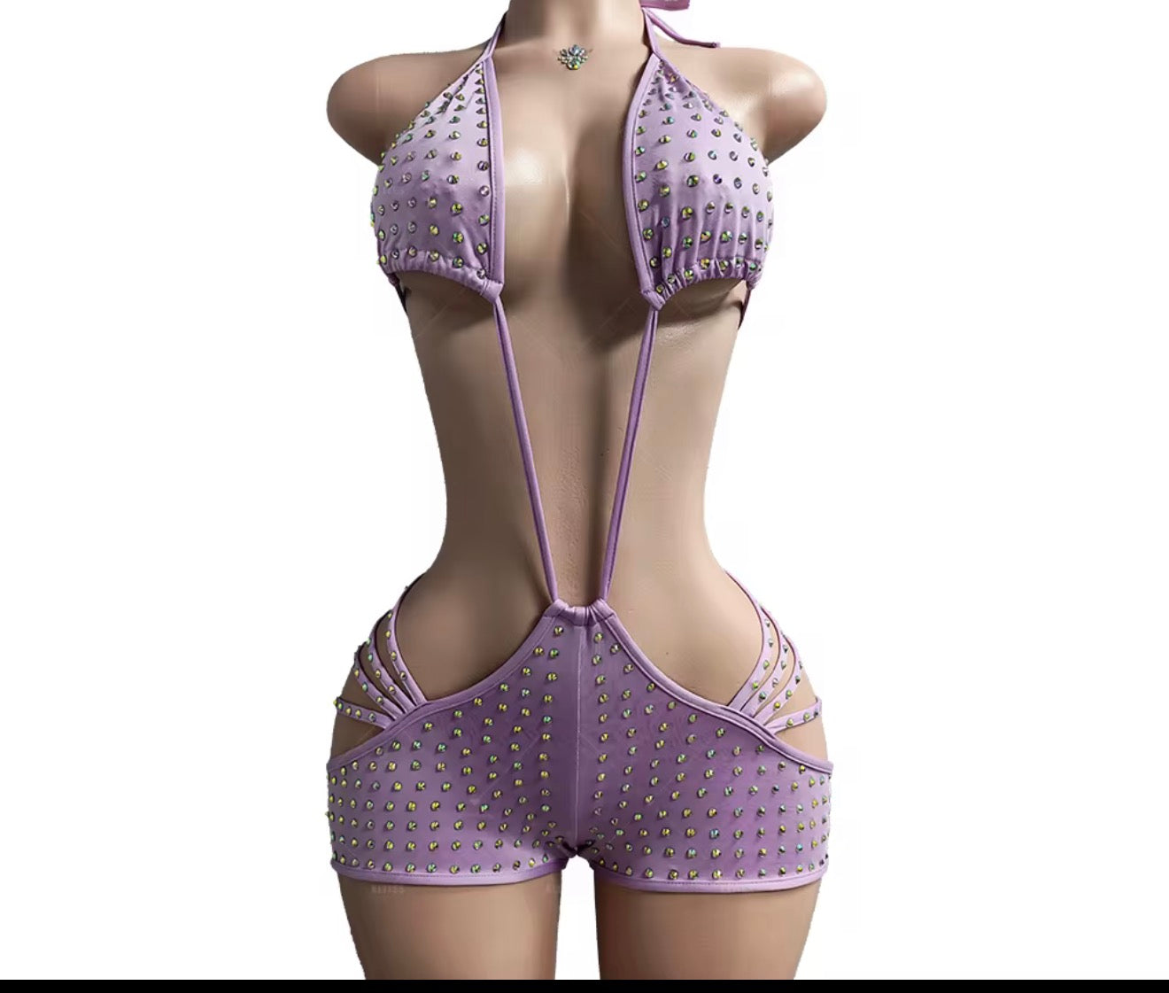 Strappy Rhinestone Romper