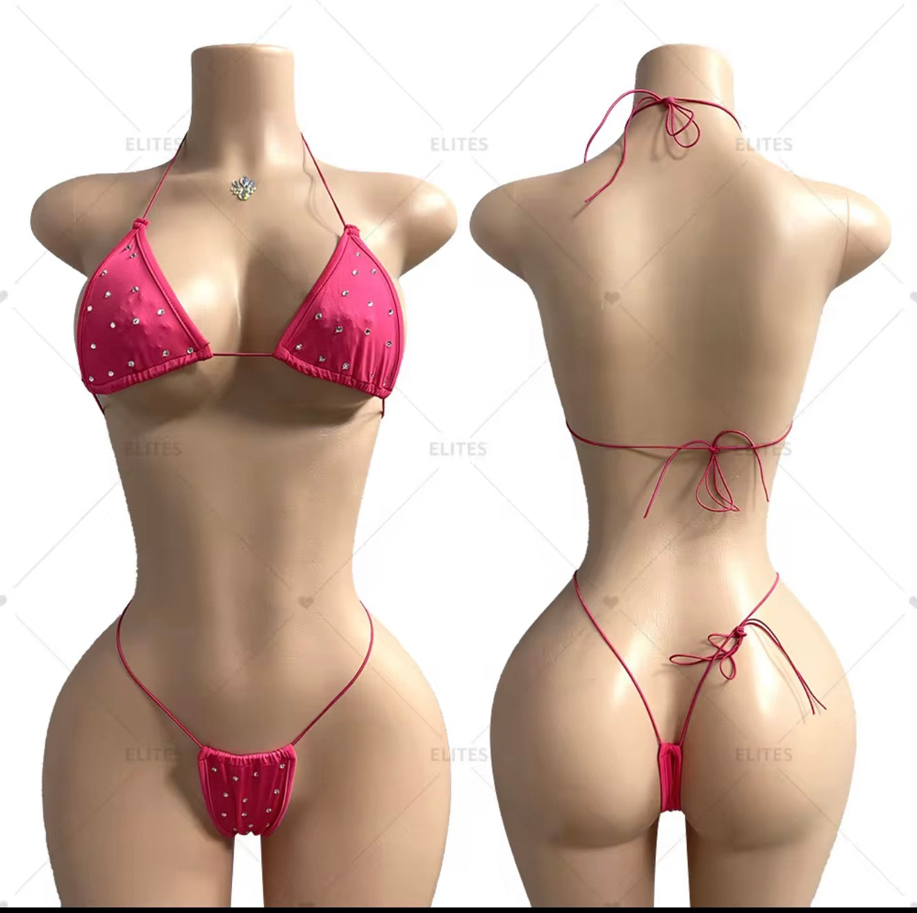 Cord Strap Rhinestone Thong Set